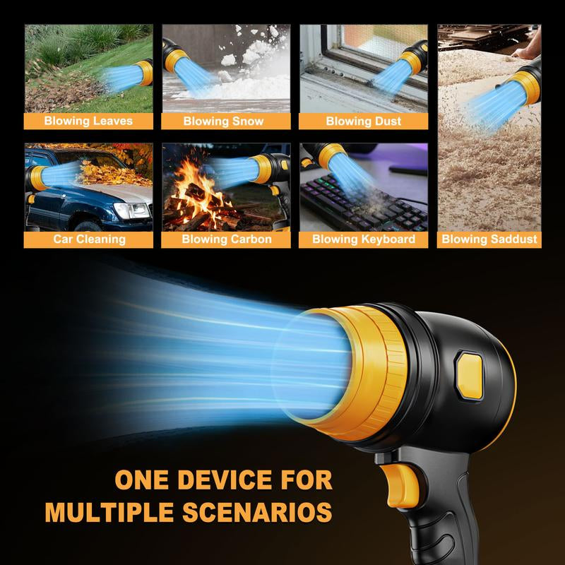 Cordless Variable-Speed Electric Air Blower 34000RPM High Power Low Noise Long Battery Life for Yard Leaves Snow Dust Cleaning