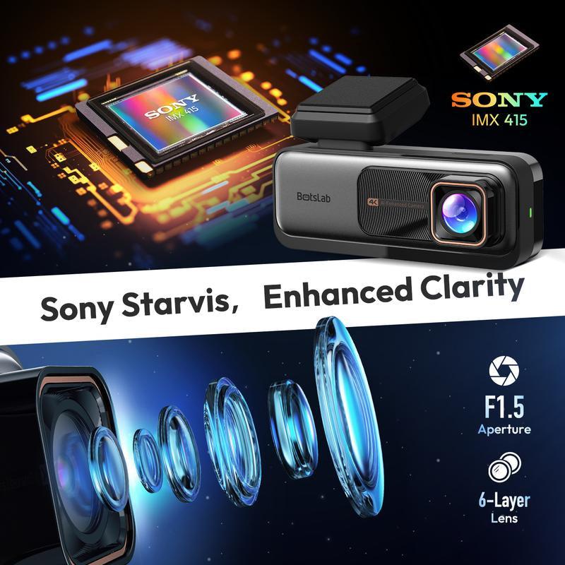 Botslab 4K Front & Rear Dashcam,1 Count Dash Camera for Car,170° Ultra Wide Dashcam with ADAS, Night Vision,Free 64GB SD Card, 5G/2.4G Wifi,Automotive,Vehicle