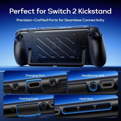 JSAUX Split Protective Case for Nintendo Switch 2, TPU Middle Frame & PC Front Cover, Non-Slip Ergonomic Grip, Storage for 10 Game Cards, Supports Stand Use, Shock Absorption & Anti-Scratch-Pc0114