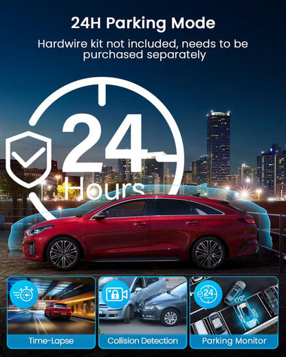 IIWEY N5 4 Channel Dash Cam 360° View 1080P Front & Rear 8 IR Lamps Night Vision 5G Wifi APP Control G-Sensor Parking Mode 128GB SD Card Included Side Camera