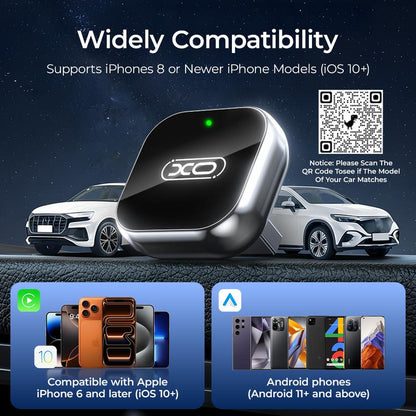 Mini Wireless Carplay & Android Auto Adapter, Upgrade Convert Wired to Wireless, Plug-And-Play, No Delay, Stable Connection Carplay for Iphone & Android（Ios10+, Android 11+）