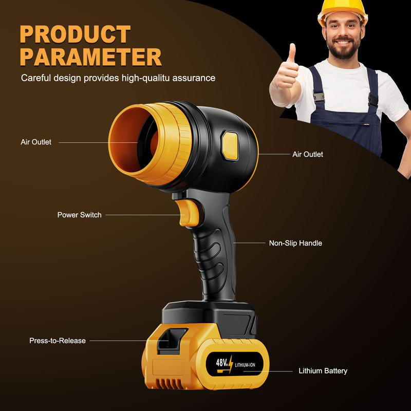 Cordless Variable-Speed Electric Air Blower 34000RPM High Power Low Noise Long Battery Life for Yard Leaves Snow Dust Cleaning