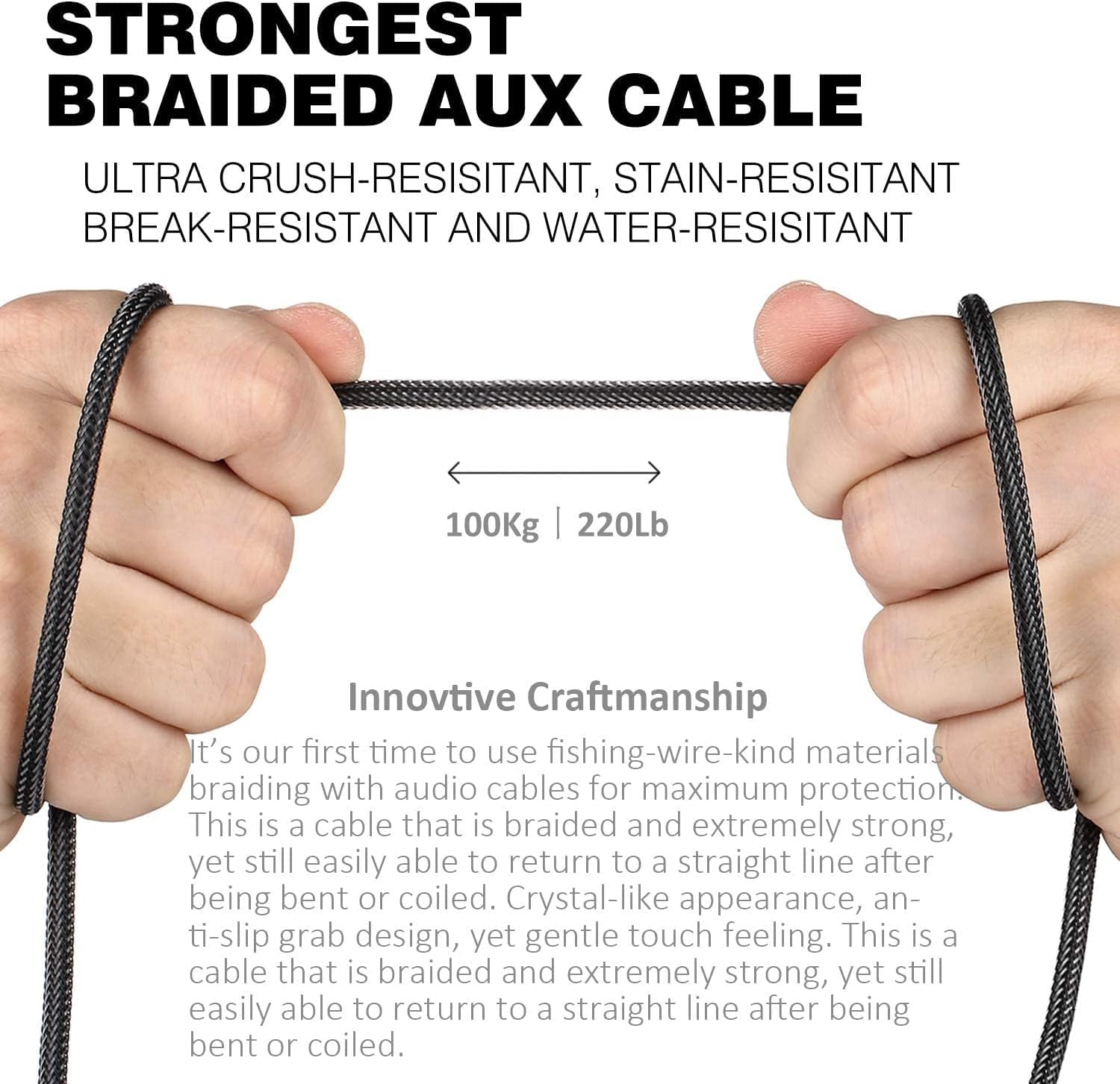 Top Series 3.5Mm AUX Cable Lossless Audio Gold-Plated Auxiliary Audio Cable Nylon Braided Male to Male Stereo Audio Cord Car Headphones Phones Speakers Home Stereos (4 Feet (1.2 Meters))
