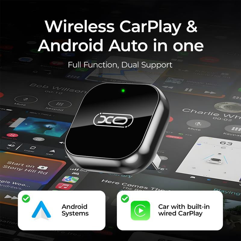 Mini Wireless Carplay & Android Auto Adapter, Upgrade Convert Wired to Wireless, Plug-And-Play, No Delay, Stable Connection Carplay for Iphone & Android（Ios10+, Android 11+）