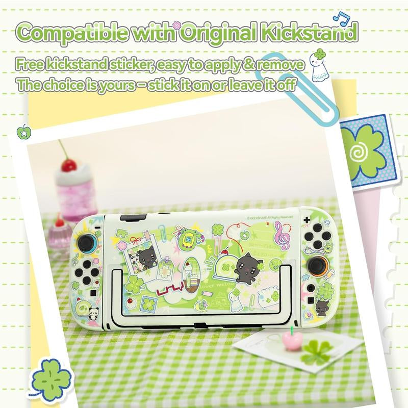 Geekshare Slim Protective Case Compatible with Switch 2 (2025), Anti-Scratche and Shock-Absorption Dockable Hard Shell for Switch 2 Game Console - Lucky Clover Memo