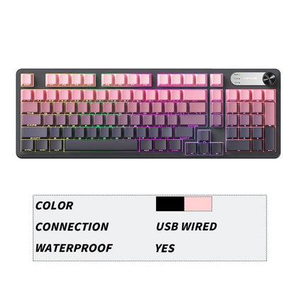 FURYCUBE IP108 Foundation Gaming Keyboard, 108 Keys Keyboard Tri-Mode Cute Keyboard Classic Keyboard with Number Pad, Media Knob Custom Mechanical Feel Keyboard, RGB Backlit Ergonomic Office Silent Computer Keyboard for PC, MAC, PS4, Xbox ONE Gamer