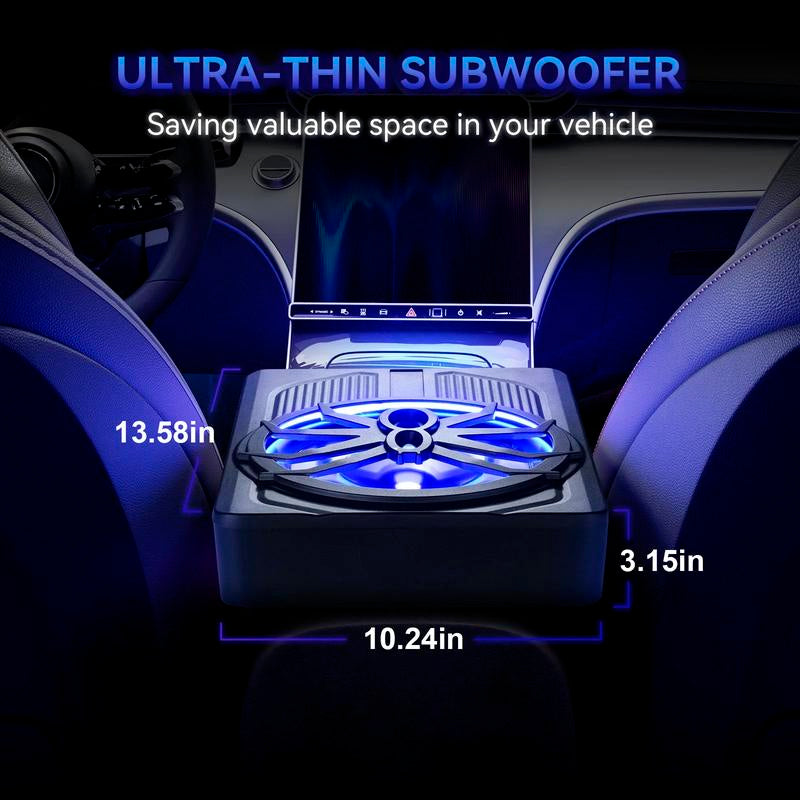 Car Subwoofer 10"12V Slim under Seat Powered Car Subwoofer for Car SUV MPV