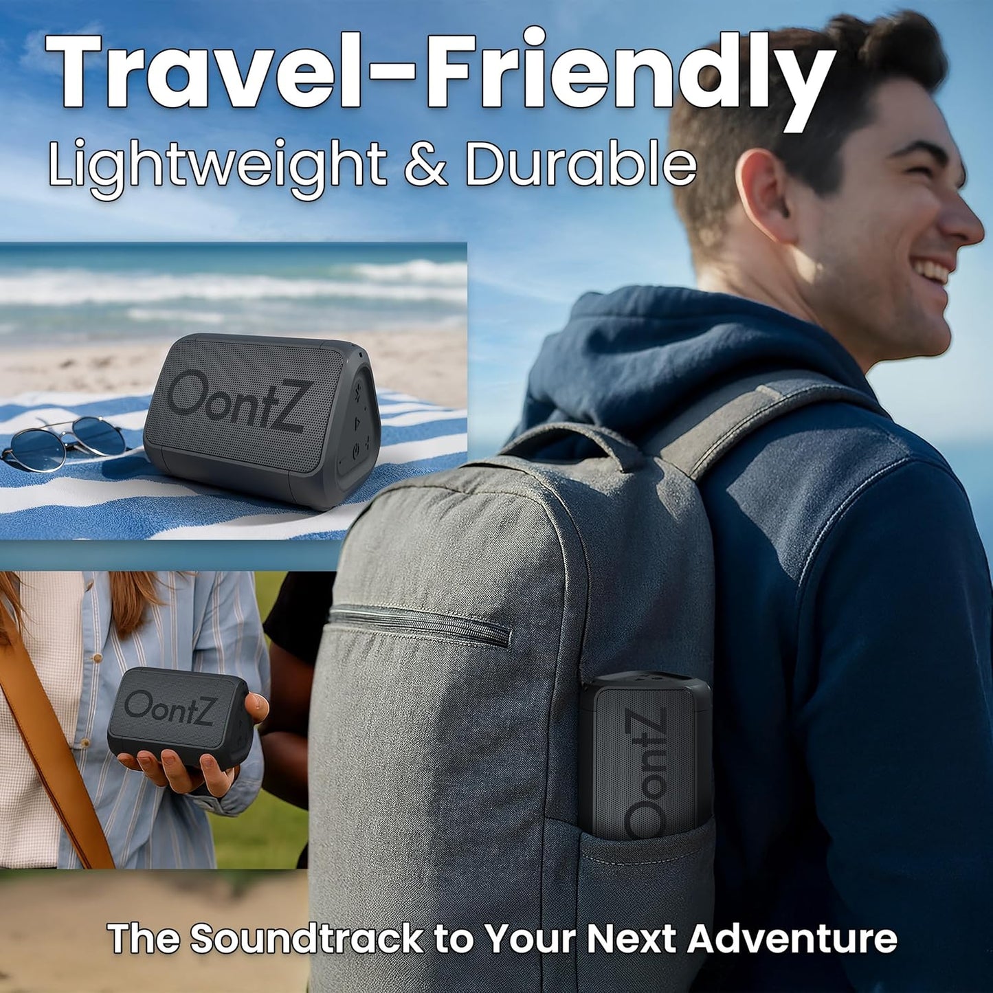 Oontz Solo Portable Bluetooth Speaker - Ultra Portable, 14 Hours of Playtime, 100Ft Wireless Range, Waterproof, Budget-Friendly Speaker for Travel, Outdoor or Home, Great Gift (Black)