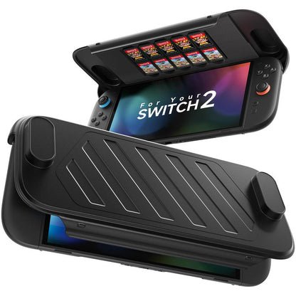 JSAUX Split Protective Case for Nintendo Switch 2, TPU Middle Frame & PC Front Cover, Non-Slip Ergonomic Grip, Storage for 10 Game Cards, Supports Stand Use, Shock Absorption & Anti-Scratch-Pc0114