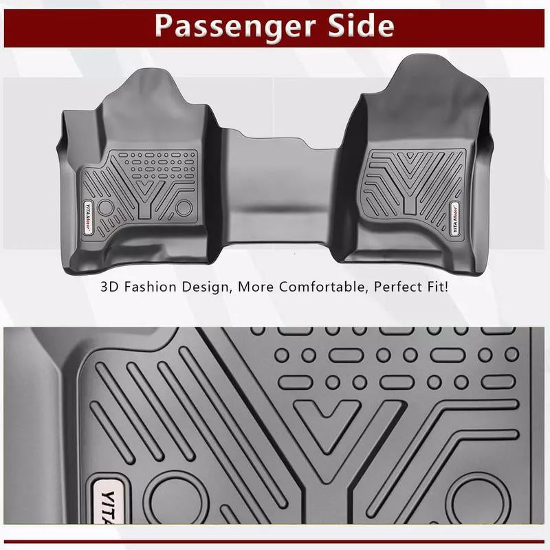 OEDRO Floor Mats Compatible with 2014-2018 Chevy Silverado/Gmc Sierra 1500 Crew Cab, 2015-2019 Chevy Silverado/Gmc Sierra 2500HD 3500HD Crew Cab, with 1St Row Bench Seat, Custom Fit Black TPE Floor Liners 1St & 2Nd Row All-Weather Protection