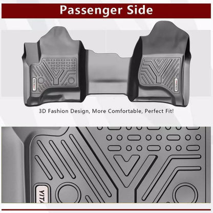 OEDRO Floor Mats Compatible with 2014-2018 Chevy Silverado/Gmc Sierra 1500 Crew Cab, 2015-2019 Chevy Silverado/Gmc Sierra 2500HD 3500HD Crew Cab, with 1St Row Bench Seat, Custom Fit Black TPE Floor Liners 1St & 2Nd Row All-Weather Protection