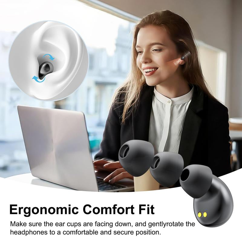 SK45 True Wireless Invisible Bluetooth Headphones,Tiny Size,Heavy Bass&Noise Cancelling Audio Earphone,Touch Control,Headset with Display,Audifonos Bluetooth Wireless for Sleeping