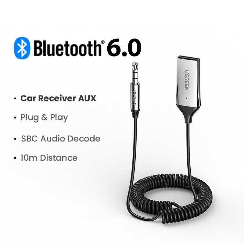 UGREEN 3.5Mm Bluetooth Receiver Aux to Bluetooth 6.0 Adapter for Hands-Free Calls Compatible with Car Speaker and Home Audio with Built-In Microphone Aux Input for Car USB 2.0 to 3.5Mm Jack Kit,Tiktokshopholidayhaul