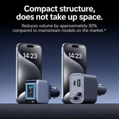 Four-In-One Retractable Car Charger, 80W Super Fast Charging, Dual Coiled Cables with 2 USB Ports, Compatible with Iphone 15/14/13/12 Pro Max & Galaxy S23 & More Bluetooth Phones