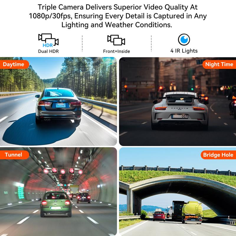 HD 1080P Car Dash Cam,Front &Rear Dual-Lens Car Video Recorder with Night Vision,Dashboard Wide Angle Driving Recorder, Dash Camera for Car, Dashcam, Automotive,Vehicle,Car DVR