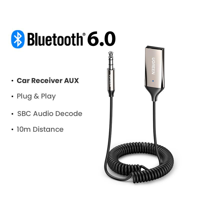UGREEN 3.5Mm Bluetooth Receiver Aux to Bluetooth 6.0 Adapter for Hands-Free Calls Compatible with Car Speaker and Home Audio with Built-In Microphone Aux Input for Car USB 2.0 to 3.5Mm Jack Kit,Tiktokshopholidayhaul