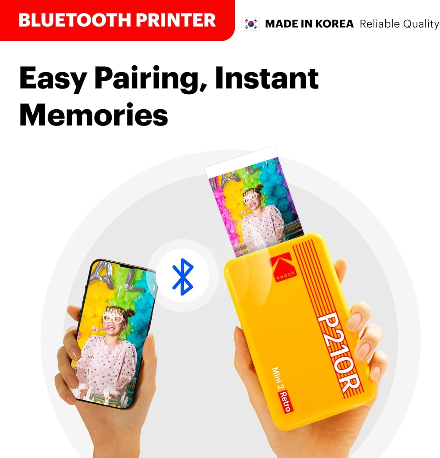 Mini 2 Retro 4PASS Portable Photo Printer, 2.1X3.4 Inches, Instant Picture Printer for Iphone and Android, Photo Printer Gift, 38 Sheets Bundle, White