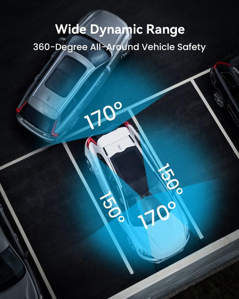 IIWEY N5 4 Channel Dash Cam 360° View 1080P Front & Rear 8 IR Lamps Night Vision 5G Wifi APP Control G-Sensor Parking Mode 128GB SD Card Included Side Camera