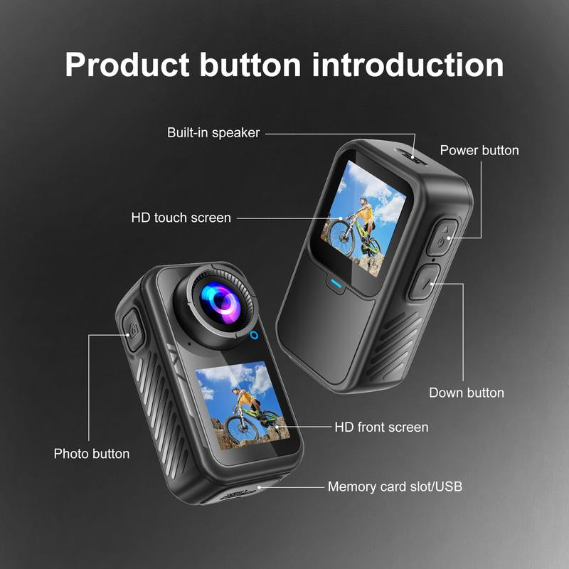 NUISK 4K 60FPS 30MP Action Camera with Front LCD & Touch Rear Screens 128GB Waterproof Underwater Camera 5X Zoom Remote Control Wearable Body Cam