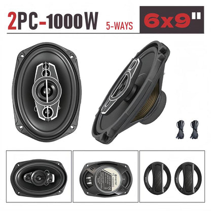 6×9 Inch 5-Way Car Coaxial Speakers (2 PCS) 5.2 Surround Sound & Hi-Fi Audio for Door Installation with MP3 Cable, Universal Fit for Most Cars