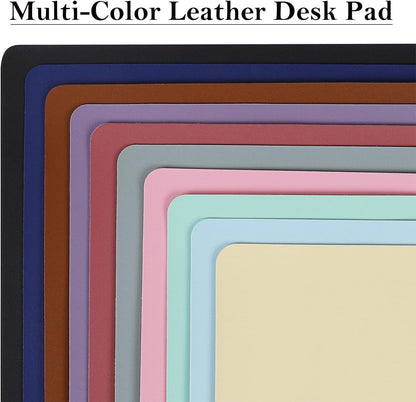PU Leather Desk Pad with Suede Base, Multi-Color Non-Slip Mouse Pad, 36” X 17” Waterproof Desk Writing Mat, Large Desk Blotter Protector(Black)