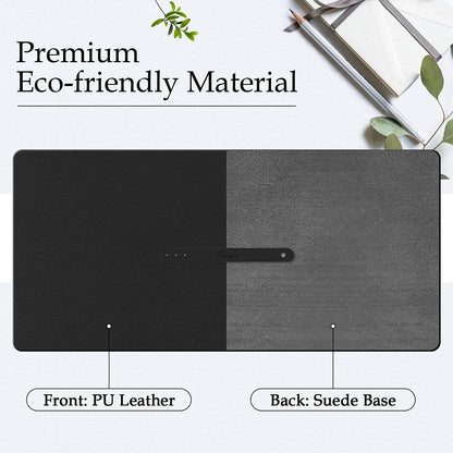 PU Leather Desk Pad with Suede Base, Multi-Color Non-Slip Mouse Pad, 36” X 17” Waterproof Desk Writing Mat, Large Desk Blotter Protector(Black)