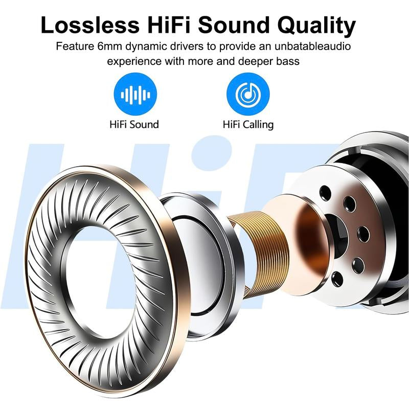 SK45 True Wireless Invisible Bluetooth Headphones,Tiny Size,Heavy Bass&Noise Cancelling Audio Earphone,Touch Control,Headset with Display,Audifonos Bluetooth Wireless for Sleeping