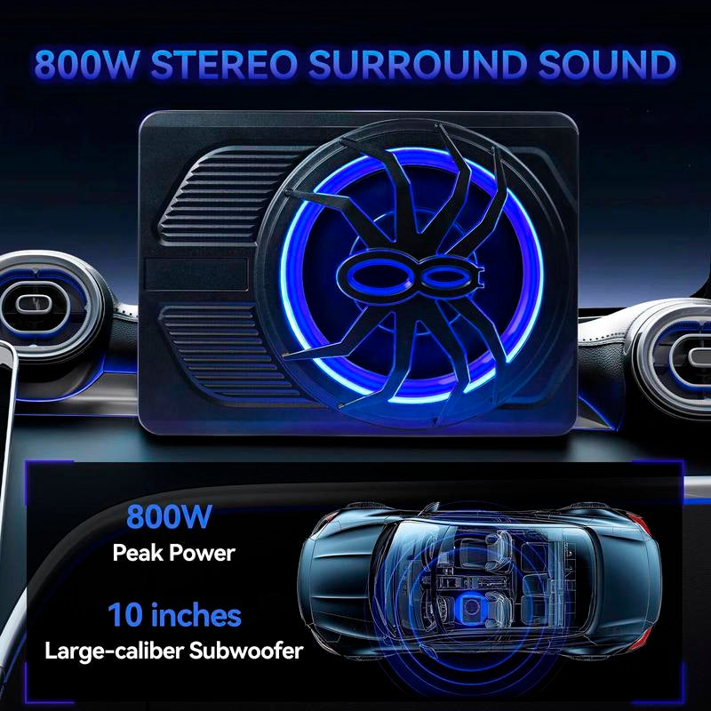 Car Subwoofer 10"12V Slim under Seat Powered Car Subwoofer for Car SUV MPV