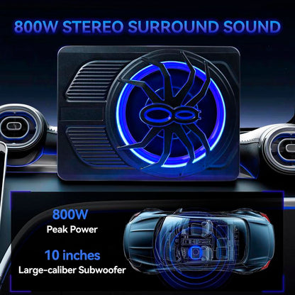 Car Subwoofer 10"12V Slim under Seat Powered Car Subwoofer for Car SUV MPV
