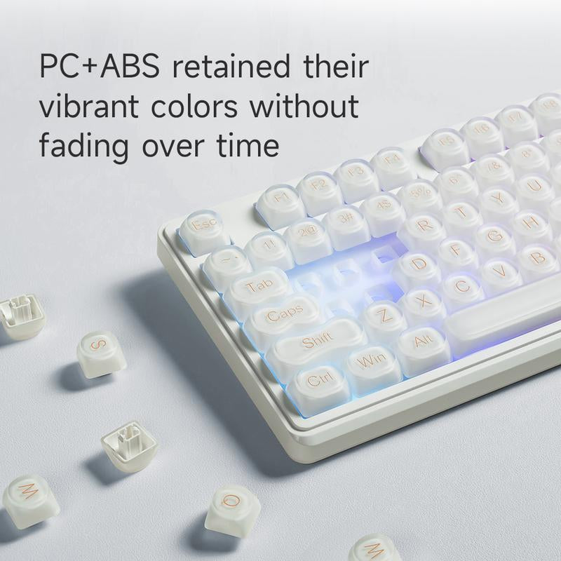 FURYCUBE IP108 Foundation Gaming Keyboard, 108 Keys Keyboard Tri-Mode Cute Keyboard Classic Keyboard with Number Pad, Media Knob Custom Mechanical Feel Keyboard, RGB Backlit Ergonomic Office Silent Computer Keyboard for PC, MAC, PS4, Xbox ONE Gamer