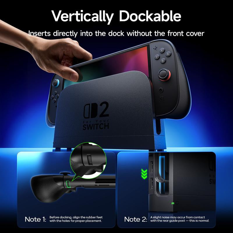 JSAUX Split Protective Case for Nintendo Switch 2, TPU Middle Frame & PC Front Cover, Non-Slip Ergonomic Grip, Storage for 10 Game Cards, Supports Stand Use, Shock Absorption & Anti-Scratch-Pc0114