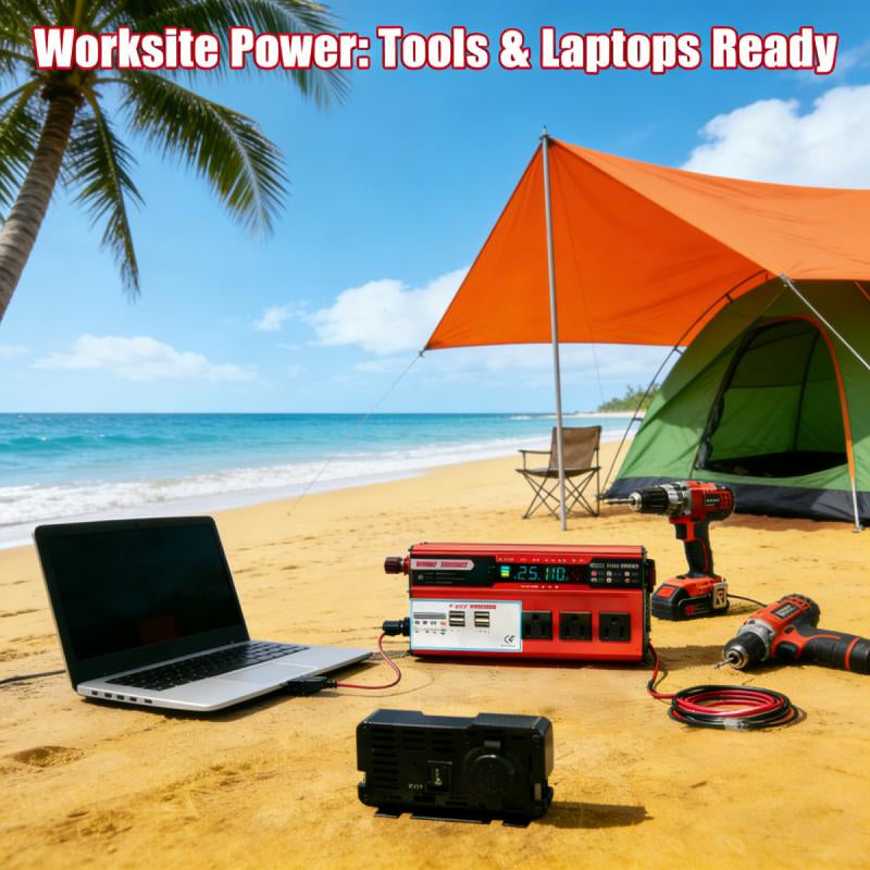 5000W Car Power Inverter DC 12V to AC 110V Converter 4 USB Outputs LCD Display 6000W Peak Power Vehicle Power Inverter