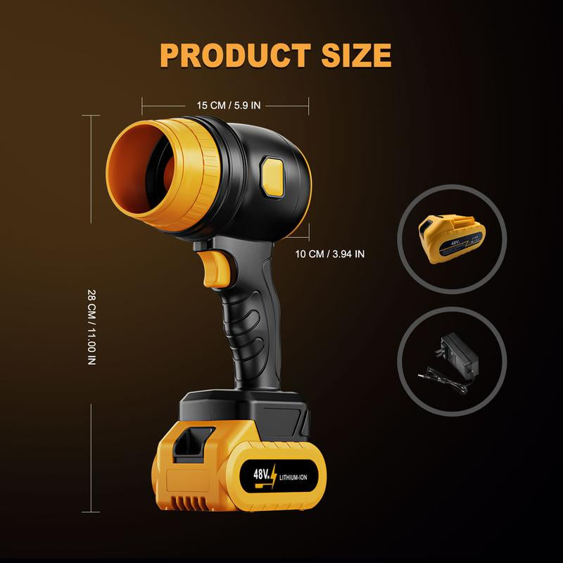 Cordless Variable-Speed Electric Air Blower 34000RPM High Power Low Noise Long Battery Life for Yard Leaves Snow Dust Cleaning