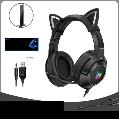Head-Mounted Gaming Gaming Cute Girls Wired Computer Headset