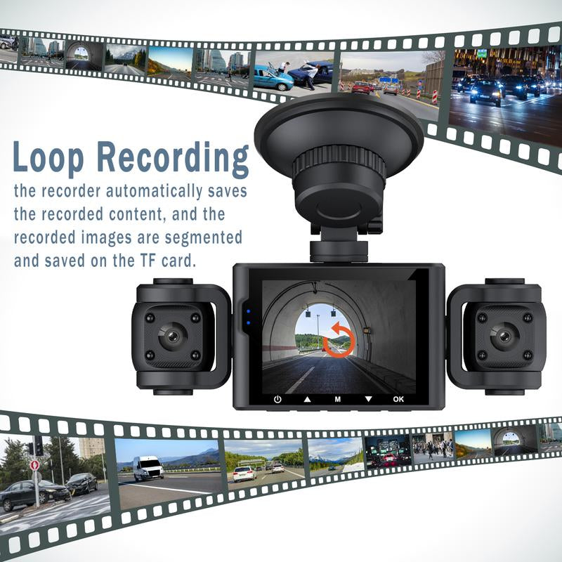 BCUOZ 4 Channel Dash Cam Front and Rear inside 24H Security Parking Monitor 1080P FHD 360 Degree View with IR Night Vision for Cars Left Right