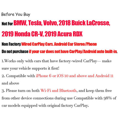 Wireless Carplay Adapter for Iphone& Android,2-In-1 Carplay Dongle,Upgrade Wired to Wireless Carplay Adapter,Cars with USB-A & Type-C Extension Cables,Stable Control,Plug and Play (Black)