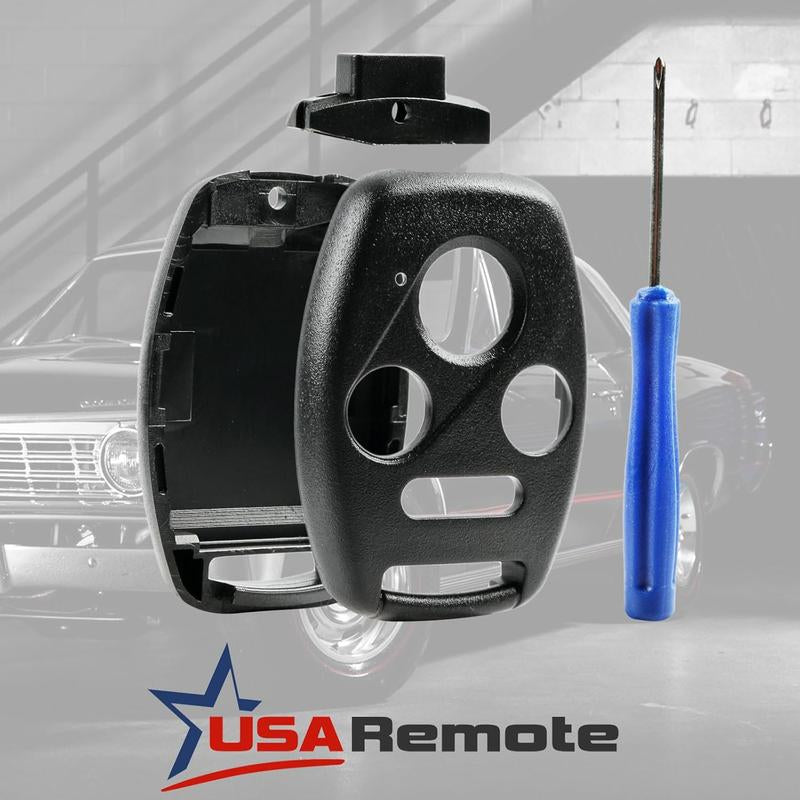 Cutting NOT Required - Key Fob Keyless Entry Remote Shell Case & Pad Fits Honda 2003-2012 Accord / 2006-2013 Civic EX / 2009-2015 Pilot /2005-2006 CR-V