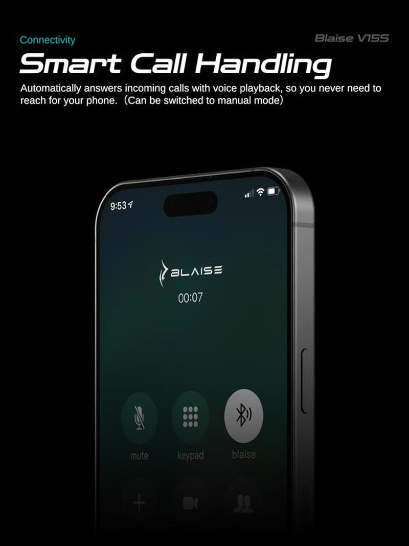 Blaise V15S Motorcycle Bluetooth Headset 15-Rider MESH Intercom Range 1000M Dual-Chip Crystal Clear at 120Km/H with ENC Noise Reduction 25H Battery & IP56 Waterproof ️ Music Sharing