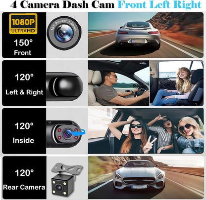 Multi-Channel Dashcam with Night Vision 4-Channel 1080P Recorder 256GB Memory Card Video Surveillance System Camera