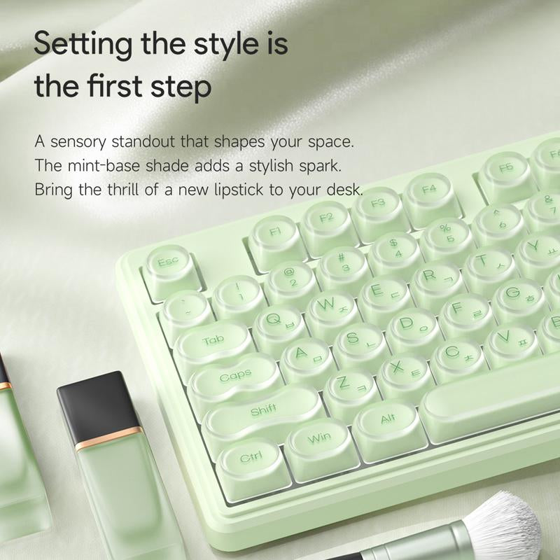 FURYCUBE IP108 Foundation Gaming Keyboard, 108 Keys Keyboard Tri-Mode Cute Keyboard Classic Keyboard with Number Pad, Media Knob Custom Mechanical Feel Keyboard, RGB Backlit Ergonomic Office Silent Computer Keyboard for PC, MAC, PS4, Xbox ONE Gamer