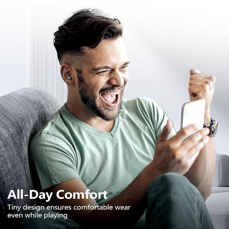 SK45 True Wireless Invisible Bluetooth Headphones,Tiny Size,Heavy Bass&Noise Cancelling Audio Earphone,Touch Control,Headset with Display,Audifonos Bluetooth Wireless for Sleeping