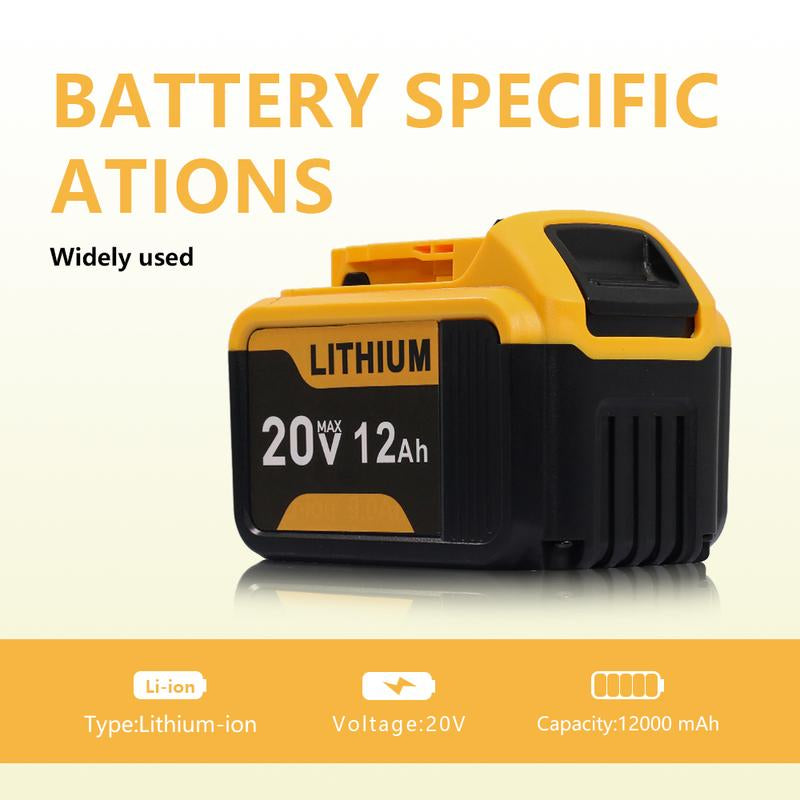 Dewalt Replacement Lithium-Ion Battery 20V Flexvolt 12.0Ah Lithium-Ion Battery Pack, Compatible with DCB606/DCB609/DCB612/DDCB200/DCB201/DCB203/DCB204/DCB206/DCB207/DCB209 Power Tools, 4-Pack