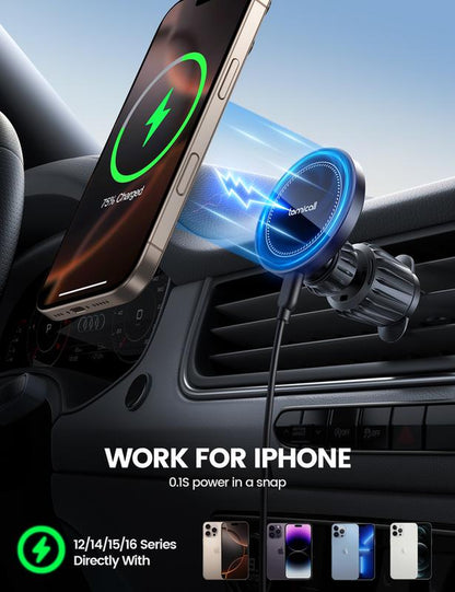 Lamicall 15W Magsafe Car Charger Mount – [2-In-1 Vent Clip & Dashboard Adhesive] Fast Wireless Magnetic Phone Holder for Iphone 16/15 Pro Max Adjustable #Tiktokshopblackfriday #Tiktokshopcybermonday