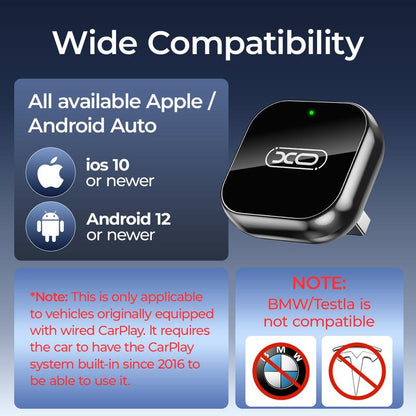 Mini Wireless Carplay & Android Auto Adapter, Upgrade Convert Wired to Wireless, Plug-And-Play, No Delay, Stable Connection Carplay for Iphone & Android（Ios10+, Android 11+）