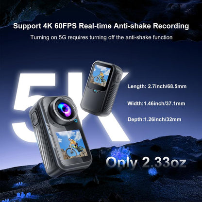 NUISK 4K 60FPS 30MP Action Camera with Front LCD & Touch Rear Screens 128GB Waterproof Underwater Camera 5X Zoom Remote Control Wearable Body Cam